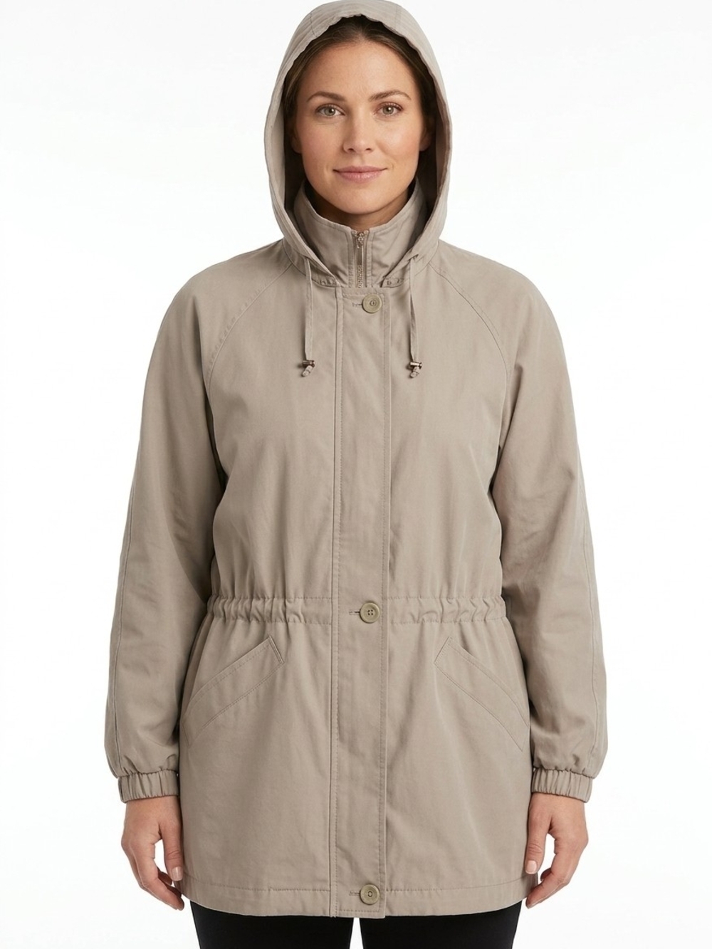London Fog Hooded Utility Anorak Jacket - Taupe